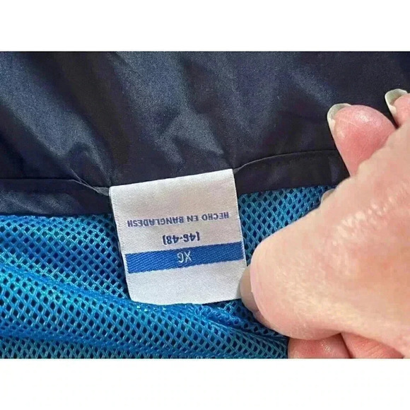 Vintage 90s Starter Windbreaker Blue Full-Zip jacket with hood Mens XL (46-48) - Picture 7 of 10